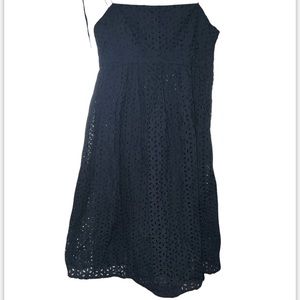 eyelet fit & flare navy dress GAP